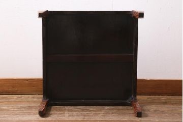 アンティーク家具　津軽塗(唐塗、変わり塗り)　螺鈿散し　蟹の図が目を引く座卓(ローテーブル)(R-039328)