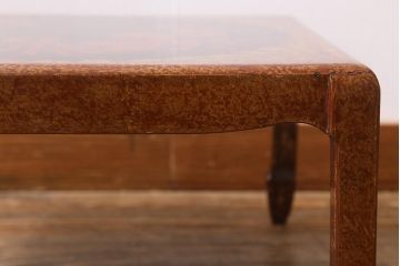 アンティーク家具　津軽塗(唐塗、変わり塗り)　螺鈿散し　蟹の図が目を引く座卓(ローテーブル)(R-039328)