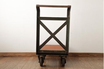 和製ビンテージ　重厚感でインダストリアルな佇まいがおしゃれなアイアン製カート(台車、鉄製、ディスプレイ、ヴィンテージ)(R-039346)