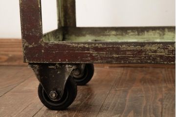 ビンテージ　インダストリアル　シャビーな質感と重厚感がおしゃれなアイアン製カート(台車、鉄製、ディスプレイ)(R-039347)