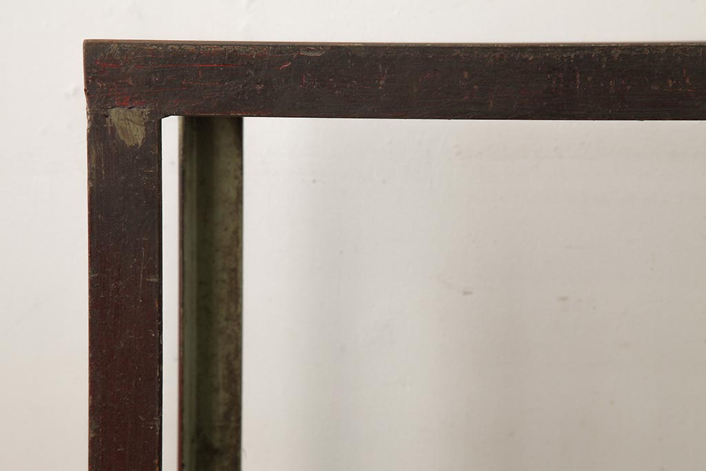 ビンテージ　インダストリアル　シャビーな質感と重厚感がおしゃれなアイアン製カート(台車、鉄製、ディスプレイ)(R-039348)