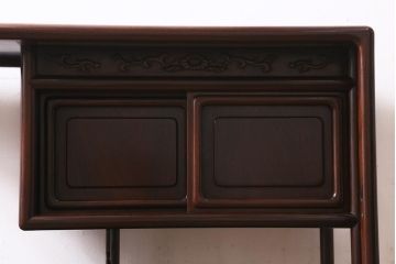 ビンテージ家具　和製ビンテージ　伝統工芸品　唐木指物　総紫檀材　漆塗り　上質な和の雰囲気漂う飾り棚(茶棚、陳列棚)(R-039350)