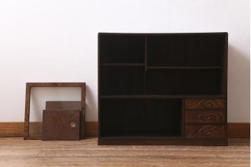 アンティーク家具　和製アンティーク　昭和初期　前面桑材　味わい深い和の雰囲気漂う茶箪笥(収納棚、戸棚)(R-039351)