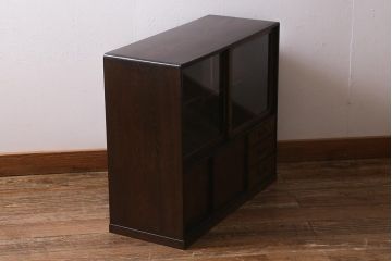 アンティーク家具　和製アンティーク　昭和初期　前面桑材　味わい深い和の雰囲気漂う茶箪笥(収納棚、戸棚)(R-039351)