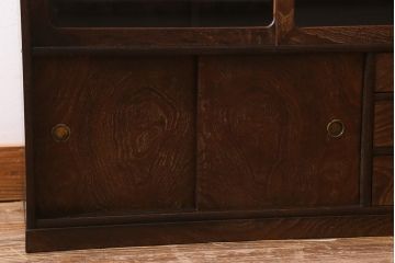 アンティーク家具　和製アンティーク　昭和初期　前面桑材　味わい深い和の雰囲気漂う茶箪笥(収納棚、戸棚)(R-039351)