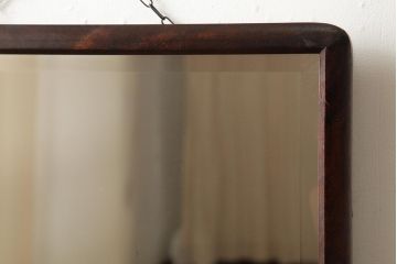 リメイク　北海道民芸家具　シンプルな木製フレームのミラー(鏡)(R-039356)