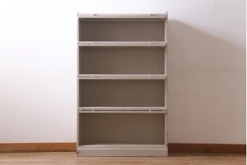 アンティーク家具　和製アンティーク　昭和初期　ペイントが可愛らしい雰囲気のブックケース(本箱、収納棚、戸棚)(R-039357)