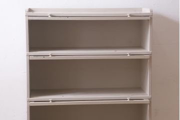アンティーク家具　和製アンティーク　昭和初期　ペイントが可愛らしい雰囲気のブックケース(本箱、収納棚、戸棚)(R-039357)