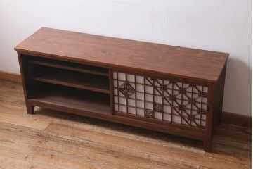 ラフジュ工房オリジナル　古建具リメイク　組子模様が和の風情漂わせるローボード(リビングボード、テレビ台)(R-039359)