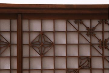 ラフジュ工房オリジナル　古建具リメイク　組子模様が和の風情漂わせるローボード(リビングボード、テレビ台)(R-039359)