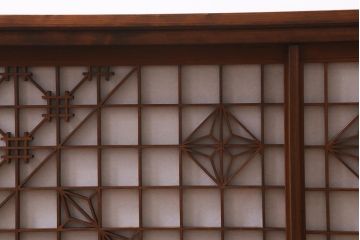 ラフジュ工房オリジナル　古建具リメイク　組子模様が和の風情漂わせるローボード(リビングボード、テレビ台)(R-039359)