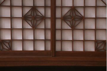 ラフジュ工房オリジナル　古建具リメイク　組子模様が和の風情漂わせるローボード(リビングボード、テレビ台)(R-039359)
