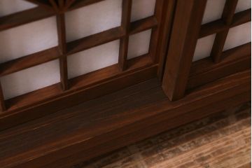 ラフジュ工房オリジナル　古建具リメイク　組子模様が和の風情漂わせるローボード(リビングボード、テレビ台)(R-039359)