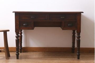 アンティーク家具　和製アンティーク　大正期　総欅材　大正浪漫スタイルにおすすめ
のデスク(平机、在宅ワーク、在宅用ワークデスク)(R-039362)