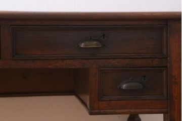 アンティーク家具　和製アンティーク　大正期　総欅材　大正浪漫スタイルにおすすめ
のデスク(平机、在宅ワーク、在宅用ワークデスク)(R-039362)