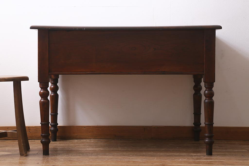 アンティーク家具　和製アンティーク　大正期　総欅材　大正浪漫スタイルにおすすめ
のデスク(平机、在宅ワーク、在宅用ワークデスク)(R-039362)