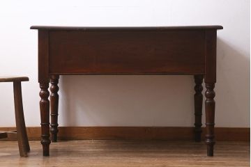 アンティーク家具　和製アンティーク　大正期　総欅材　大正浪漫スタイルにおすすめ
のデスク(平机、在宅ワーク、在宅用ワークデスク)(R-039362)