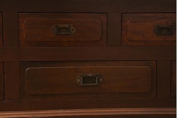 アンティーク家具　和製アンティーク　総ケヤキ材　特注品　上手物　丁寧な意匠が光る大型ガラスケース(ショーケース、陳列棚)(R-039365)