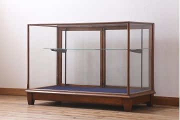 アンティーク家具　イギリスアンティーク　WITHY GROVE STORES　オーク材製　温かみのある木色がレトロなガラスケース(ショーケース、陳列棚)(R-039366)