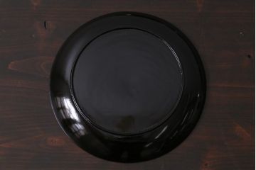 アンティーク雑貨　和製アンティーク　5.6寸桔梗鳥蒔絵木製菓子皿5枚セット(木皿、漆器)(R-039368)