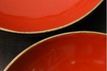 アンティーク雑貨　和製アンティーク　網紋木製蓋付椀8客セット(お椀、漆器)(R-039372)