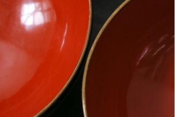 アンティーク雑貨　和製アンティーク　網紋木製蓋付椀8客セット(お椀、漆器)(R-039372)