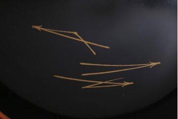 アンティーク雑貨　和製アンティーク　松蒔絵木製蓋付椀5客セット(お椀、漆器)(R-039373)