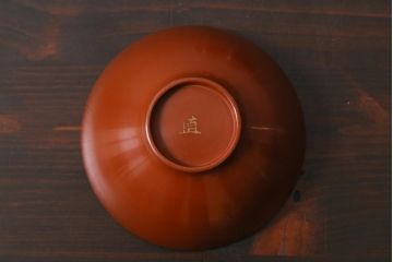 アンティーク雑貨　和製アンティーク　松蒔絵木製蓋付椀5客セット(お椀、漆器)(R-039373)