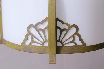 アンティーク照明　和製アンティーク　昭和初期　透かし模様が目を引く吊り下げ照明(天井照明)(R-039377)