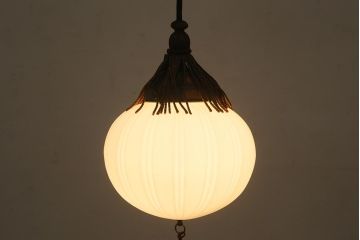 アンティーク照明　和製アンティーク　大正昭和初期　レトロなタッセル付き吊り下げ照明(天井照明、電笠、シェード)(R-039378)