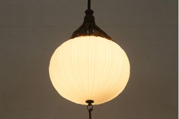 アンティーク照明　和製アンティーク　大正昭和初期　レトロなタッセル付き吊り下げ照明(天井照明、電笠、シェード)(R-039378)