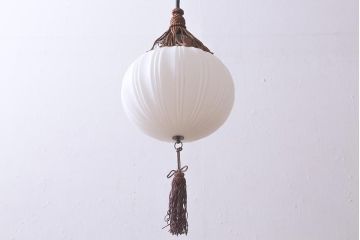 アンティーク照明　和製アンティーク　大正昭和初期　レトロなタッセル付き吊り下げ照明(天井照明、電笠、シェード)(R-039378)