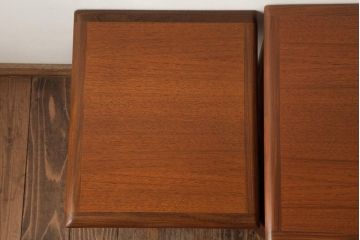 ヴィンテージ家具　北欧ビンテージ　2種の木目がおしゃれなネストテーブル(サイドテーブル、カフェテーブル)(R-039391)