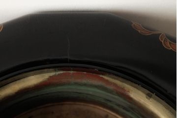 アンティーク雑貨　和製アンティーク　明治大正期　漆塗り　花唐草蒔絵火鉢(R-039394)