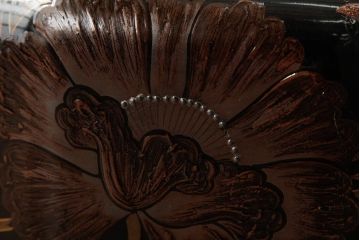 アンティーク雑貨　和製アンティーク　明治大正期　漆塗り　花唐草蒔絵火鉢(R-039394)