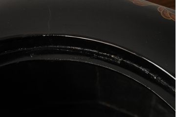 アンティーク雑貨　和製アンティーク　明治大正期　漆塗り　花唐草蒔絵火鉢(R-039394)