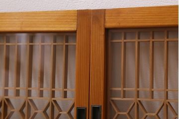 ラフジュ工房オリジナル　古建具リメイク　味わい深い和の雰囲気漂うローボード(収納棚、テレビ台、テレビボード)(R-039396)