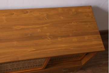 ラフジュ工房オリジナル　古建具リメイク　味わい深い和の雰囲気漂うローボード(収納棚、テレビ台、テレビボード)(R-039396)