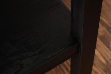 リメイク家具　和製アンティーク　天板ヒノキ材　昭和初期　ブラックペイントが格好いいサイドテーブル(平机、花台、飾り台)(R-039406)