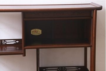 ビンテージ家具　和製ビンテージ　伝統工芸品　唐木指物　紫檀材　漆塗り　上質な和の雰囲気漂う飾り棚(茶棚、陳列棚)(R-039413)