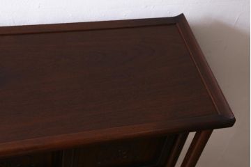 ビンテージ家具　和製ビンテージ　伝統工芸品　唐木指物　紫檀材　漆塗り　上質な和の雰囲気漂う飾り棚(茶棚、陳列棚)(R-039413)