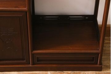 ビンテージ家具　和製ビンテージ　伝統工芸品　唐木指物　紫檀材　漆塗り　上質な和の雰囲気漂う飾り棚(茶棚、陳列棚)(R-039413)