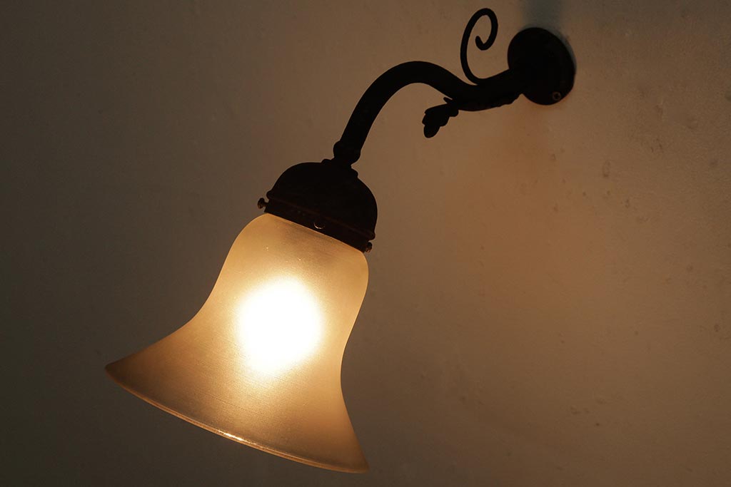 アンティーク照明　大正ロマン　花が咲いたようなデザインが魅力のウォールライト(シェード、ブラケットライト、壁掛け照明、壁付け照明)(R-039429)