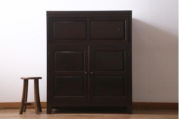 当店リメイク家具 松本民芸家具 衣装盆・棚 2WAY脚付キャビネット(和タンス、戸棚、収納棚、着物箪笥)(R-039443)