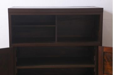 当店リメイク家具 松本民芸家具 衣装盆・棚 2WAY脚付キャビネット(和タンス、戸棚、収納棚、着物箪笥)(R-039443)