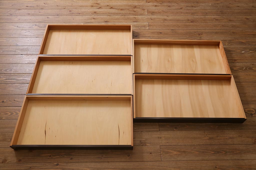 当店リメイク家具 松本民芸家具 衣装盆・棚 2WAY脚付キャビネット(和タンス、戸棚、収納棚、着物箪笥)(R-039443)