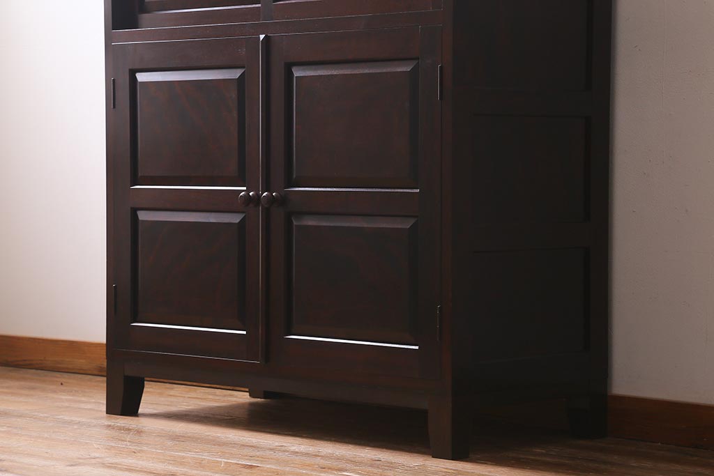 当店リメイク家具 松本民芸家具 衣装盆・棚 2WAY脚付キャビネット(和タンス、戸棚、収納棚、着物箪笥)(R-039443)