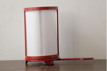 アンティーク雑貨　和製アンティーク　江戸明治期　朱塗りが目を引く木製の手持ち行灯(手燭、行燈、照明)(R-039448)