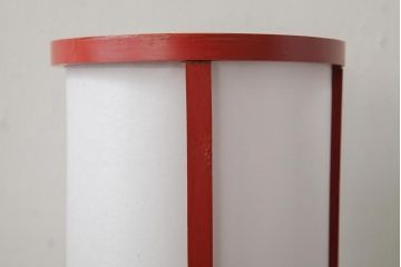 アンティーク雑貨　和製アンティーク　江戸明治期　朱塗りが目を引く木製の手持ち行灯(手燭、行燈、照明)(R-039448)