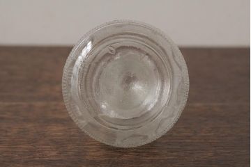アンティーク雑貨　プレスガラス　昭和レトロなデザインが魅力的な醤油さし(和ガラス、ガラスビン、醤油瓶)(R-039452)